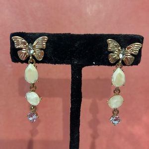 Dainty Butterfly Earrings-White-Boutique